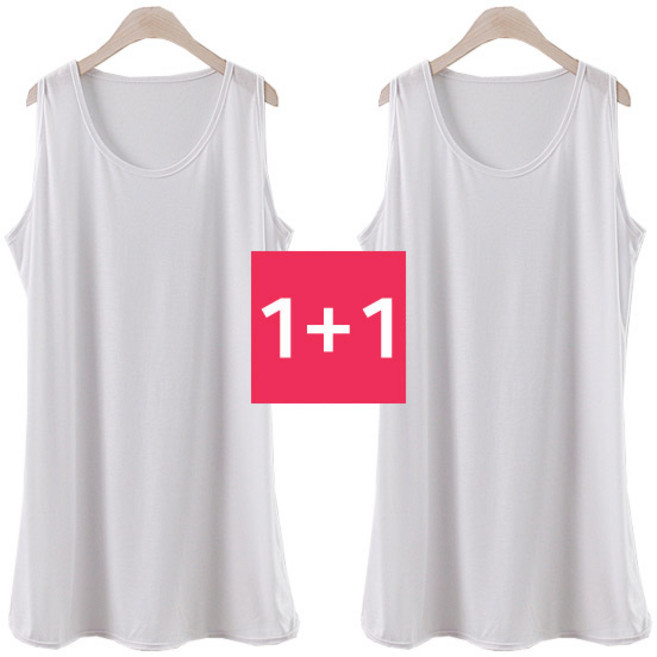 2장set 데일리 롱 나시 여성 빅사이즈 1+1 코디 기본 레이어드 무지 민소매 이너 티셔츠 66-110