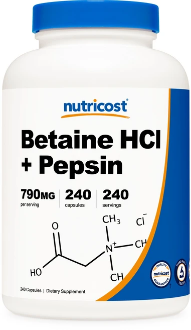 뉴트리코스트 베타인 HCI + 펩신 790mg 캡슐, 240정, 1개 - 쿠팡
