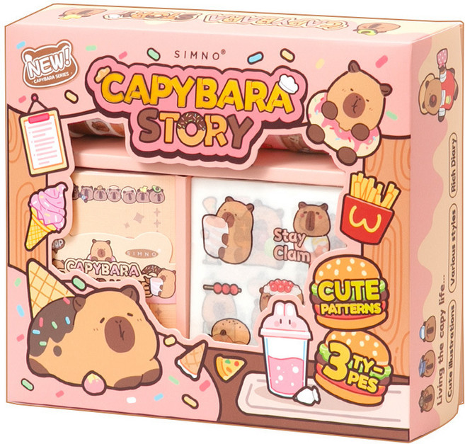 카피바라 러블리 다이어리 포인트 세트 시즌 120종 세트 선물용 다이어리 꾸미기 세트 떡모메지 스티커, 1개, 카피바라 러블리-1