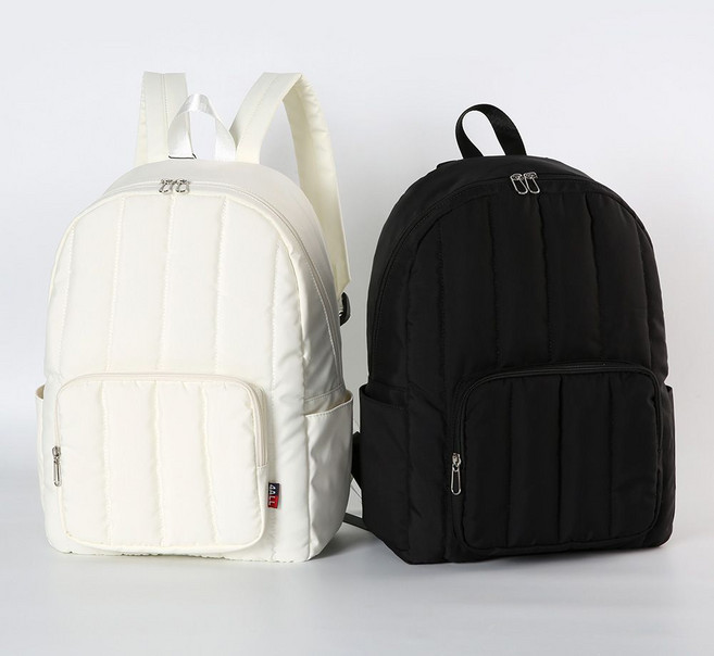 할머니 엄마 편안한 흰색 블랙 패딩백팩 [BVU93136]