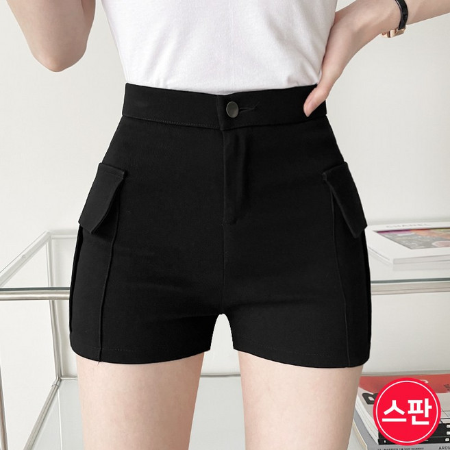 바비팩토리 여성용 스판 쫀쫀! 카고 3부 숏팬츠 하이웨스트 반바지