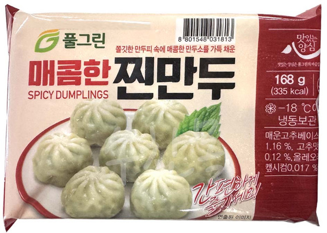 풀그린 렌지용 6구 매콤한찐만두 168g x 10팩, 10개