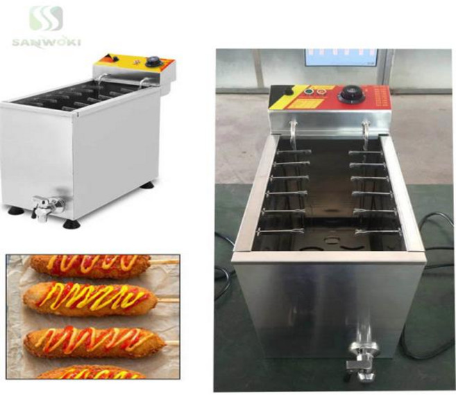 튀긴 치즈 핫도그 프라이 프라이 스낵 만드는 기계 프라이 팬 전기 깊은 옥수수 개 프라이 기계 스낵 기계, 01 110v, 01 미국, 01 빠른