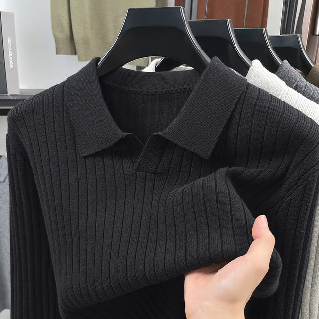 미스터먼쇼 남자 골지 카라 니트 긴팔티