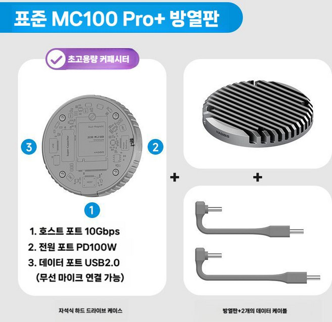 아이폰 맥세이프 외장 NVMe SSD 케이스, MC100Pro+방열판