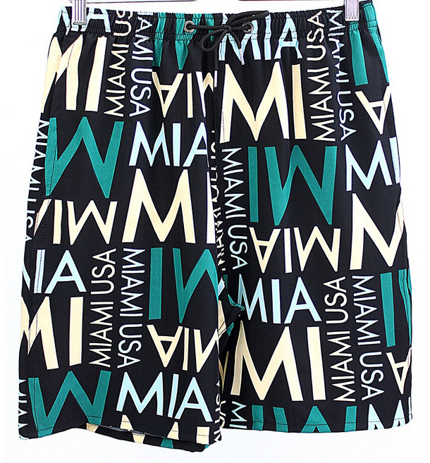 그레이스 남여공용 반바지 아이스쿨링 냉감소재 바캉스 야자수 레터링 래시가드 비치반바지