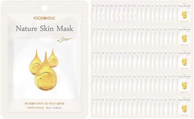 100매 네이처스킨 콜라겐 마스크팩, (100매)물광 촉촉 푸드어홀릭 네이처스킨 콜라겐 마스, 1개