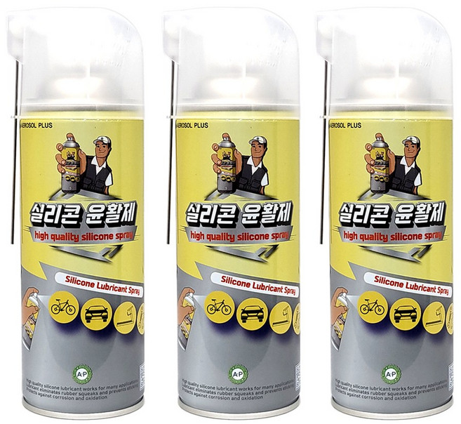 탁월한선택 실리콘스프레이 자동차 실리콘오일 고무윤활제 실리콘윤활제, 3개, 420ml