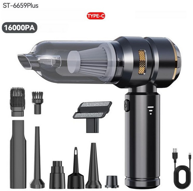 차량용 무선 진공청소기 브러시리스 고출력 LED 디지털 디스플레이, 6659 블랙 골드 브러시리스 모터 3 단 조절xTYP, 기본 모델명/품번