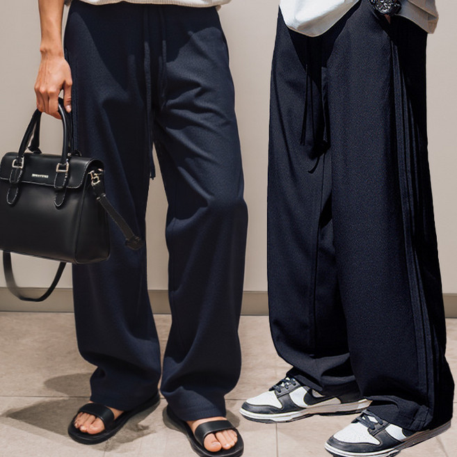 남자 찰랑 와이드핏 냉장고 바지 사이드 핀턱 팬츠 JG-SSBM036