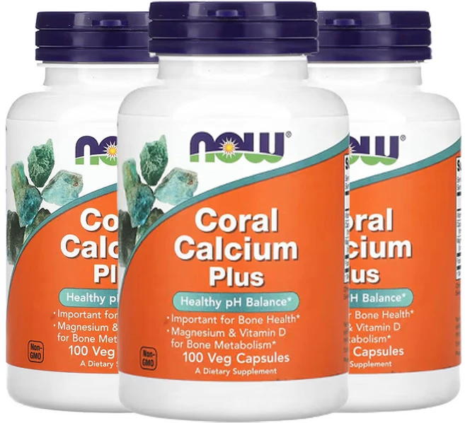 3개 세트 나우푸드 코랄 칼슘 플러스 100캡슐 산호 마그네슘 Coral Calcium, 100정 - 쿠팡