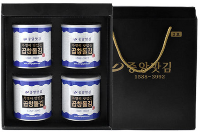 중앙맛김 보령 대천김 곱창 돌김 캔김 4캔 선물세트/조미김, 1개
