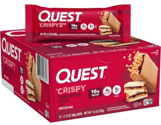 Quest Nutrition 크리스피 피넛버터 앤 젤리 프로틴 바 12개입, Peanut Butter & Jelly - 쿠팡