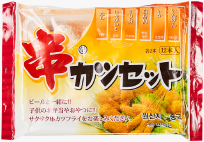 쿠시까스세트 360g(12ea) 쿠시카츠 대구살 감자 오징어 명태 스리미 까치콩 이자카야, 30g, 1