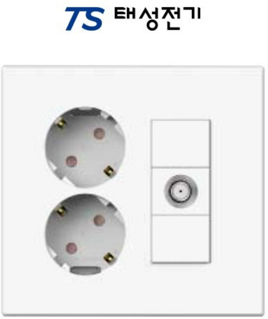 태성전기 틸인스 화이트 2구 콘센트+ CATV 2방, 1개
