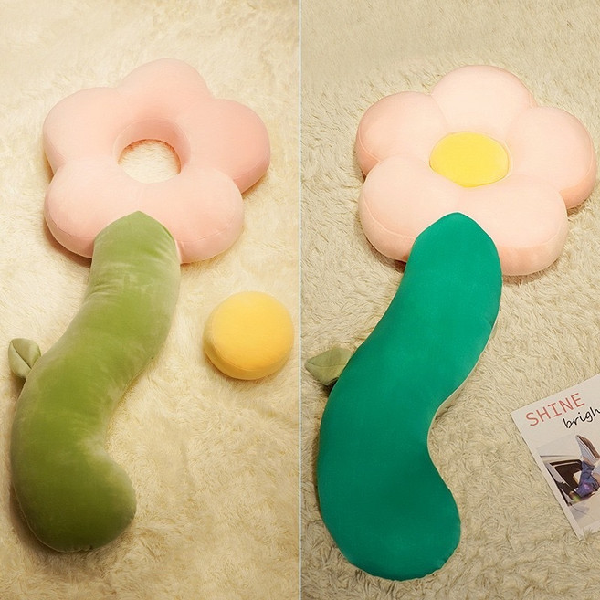 花朵造型抱枕, 雙面冰絲粉色