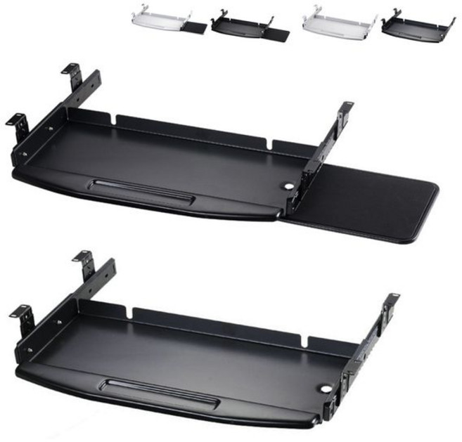 키밍 메탈 슬라이딩 키보드 트레이 받침대 각도조절, 블랙타입 1, 1개