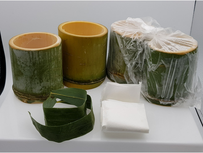 담양 대통밥용 대통(세척대통 산죽잎 한지 포함) 생대나무통 죽통 대나무 통, 대통6개입, 1개