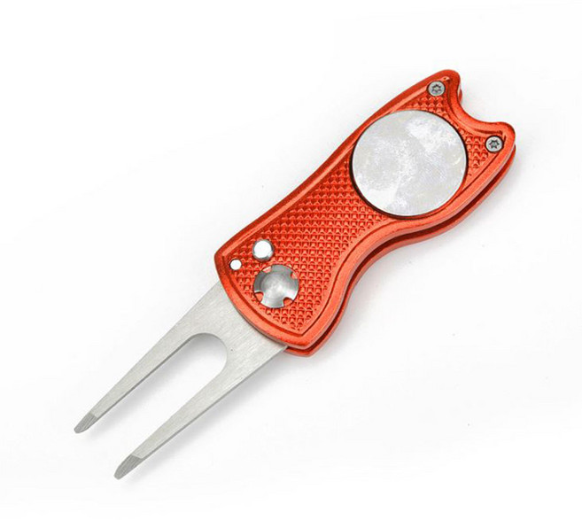 osshop 골프 그린 보수기 볼마커 캐디용 단체, 그린보수기 - 레드, 1개