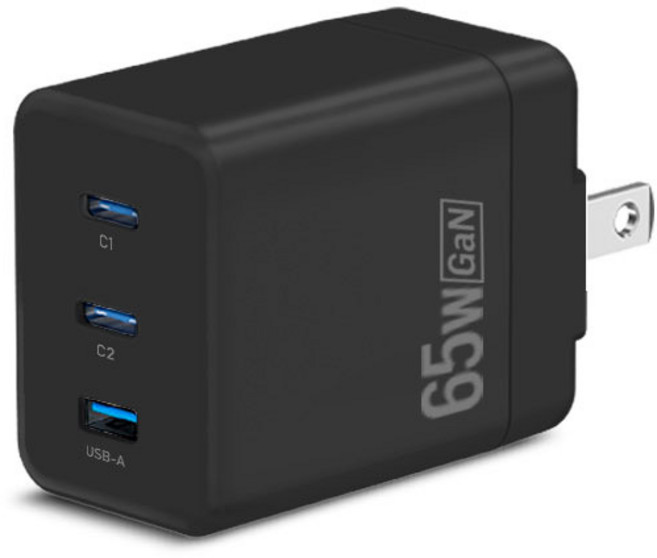 NISDA GaN 65W 氮化鎵充電器 DQ650T 雙孔充電器, 黑色, 1個