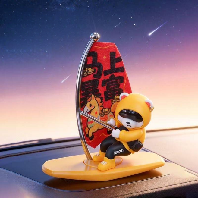 귀여운 곰차용 피규어 대시보드 장식 자동차 액세서리, 1개, 옐로우