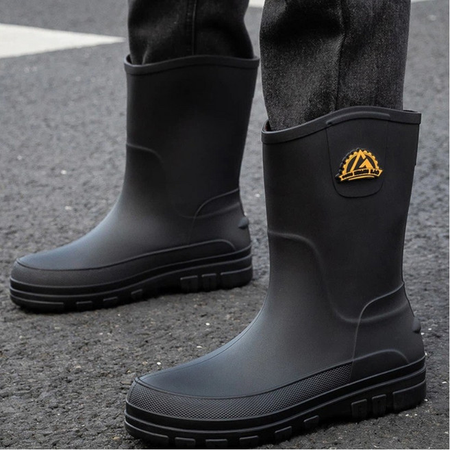 투니스 남성 심플 쿠션 미끄럼방지 미디 레인부츠 3cm