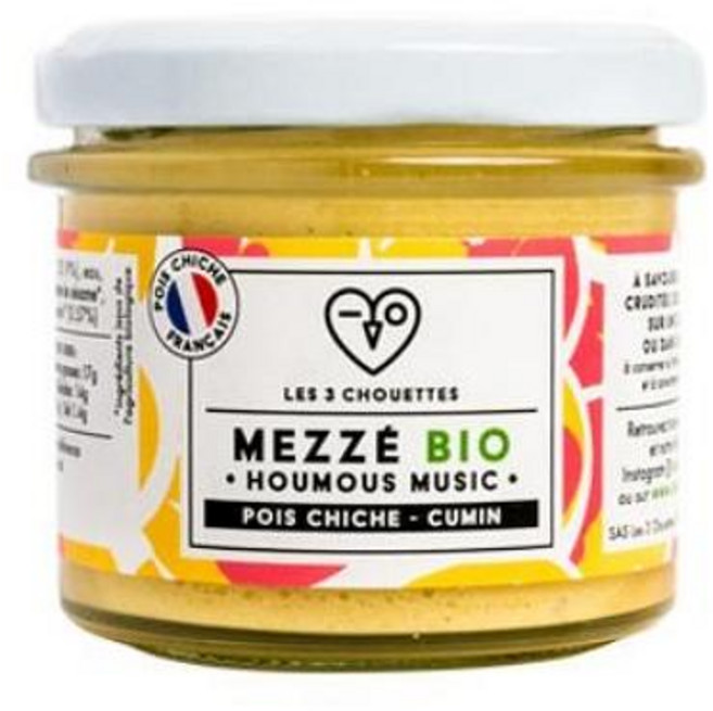프랑스 레 3 슈에트 Les 3 chouettes 병아리콩 레몬 커민 후무스 뮤직 메제 스프레드, 8개, 100g