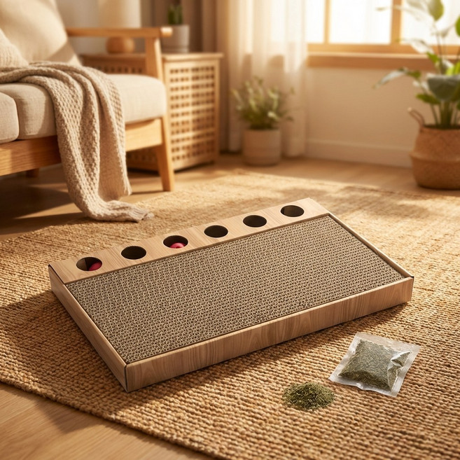 프리미요 스크래쳐 플레이콤보 DS38 + 캣닢가루, 1개, 베이지