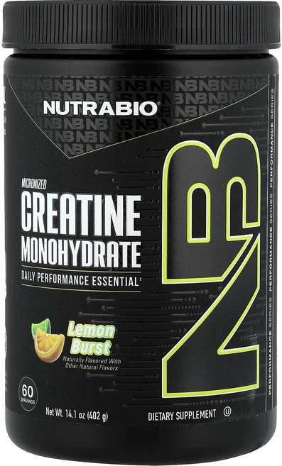 NutraBio 미분화 크레아틴 일수화물 레몬 버스트 402g(14.1oz) NutraBio (뉴트라바이오), 뉴트라바이오 NutraBio, 미분화 크레아틴 일수화물, 1개 - 쿠팡