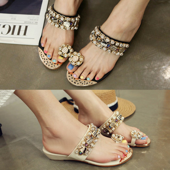 보석 쪼리 샌들 웨지 여름 바캉스 여성 슬리퍼 뮬