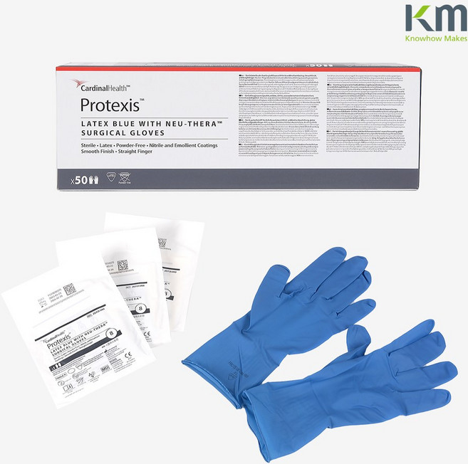 닥터엑스 카디널헬스 프로텍시스 블루 프리미엄 라텍스 수술장갑(더블글러빙) 50쌍 PROTEXIS BLUE Surgical Glove, 7, 50세트