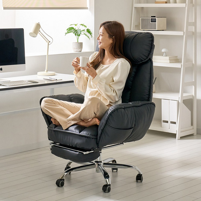 슬리핑 리클라이너 침대형의자 게이밍 개인방송 사무실 컴퓨터 책상 무중력의자, 블랙