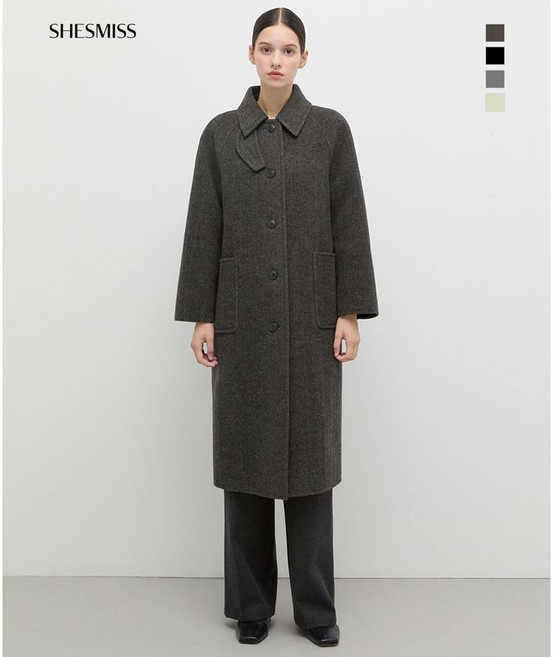 쉬즈미스 헤링본 발마칸 하이넥 코트 SWHCTP42020