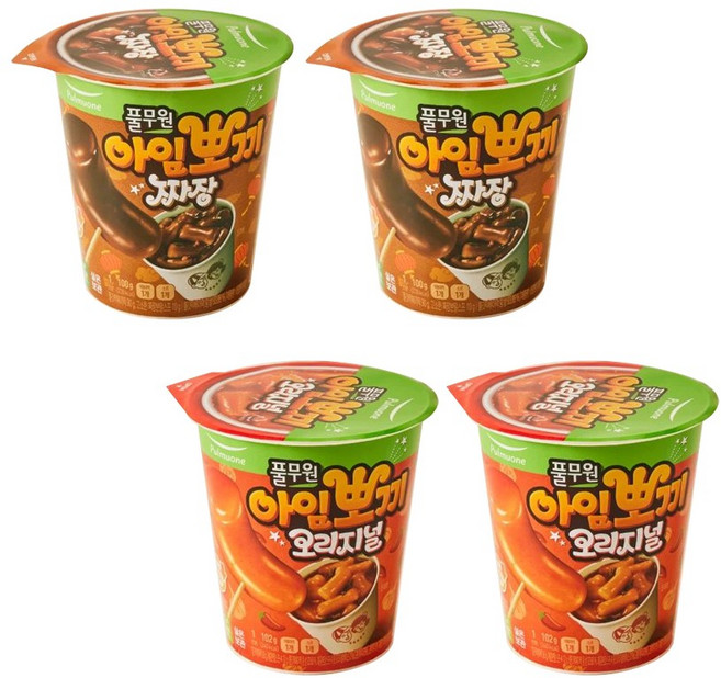 풀무원 아임뽀끼 컵떡볶이 2개씩 (짜장100g + 오리지널102g), 1개