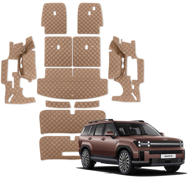 루젠 싼타페 MX5 트렁크매트 차박 풀커버, 싼타페MX5 6인승(26년~/LED 테일게이트 무), 피칸브라운