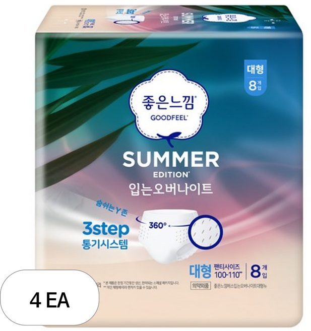 좋은느낌 썸머 입는오버나이트 팬티형, 오버나이트 이상, 8개입, 4세트