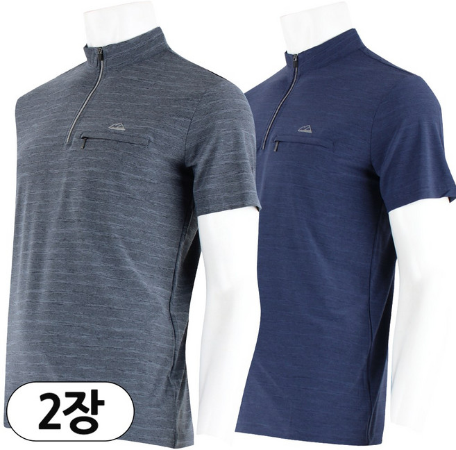 2장 [더빅보스] 여름 남성용 BB 아이엠 세련미 줄줄 반집업티 _ 남성용 쿨 집업 국산 등산 티셔츠 B967