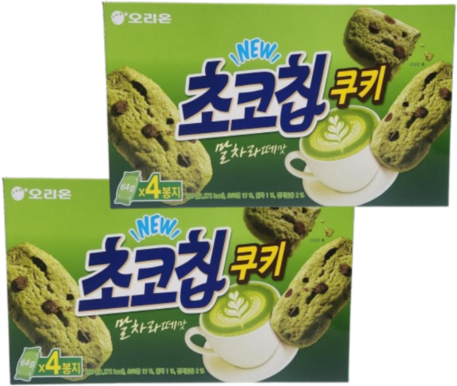 오리온 초코칩쿠키 말차라떼맛, 2개, 256g