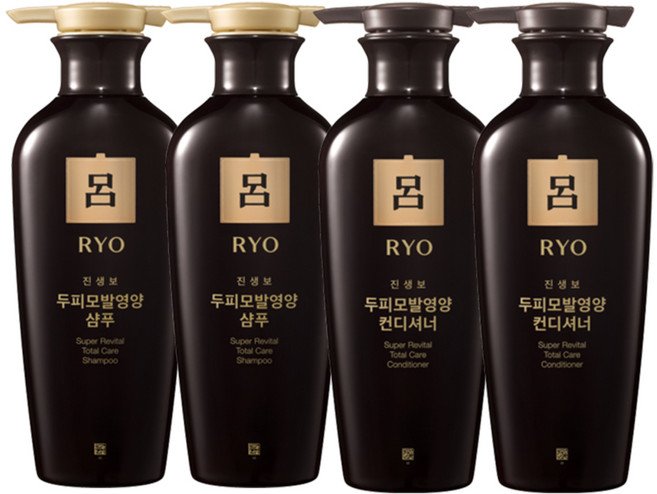 려 진생보 두피 모발 영양 샴푸 400ml 2개 + 컨디셔너 400ml 2개