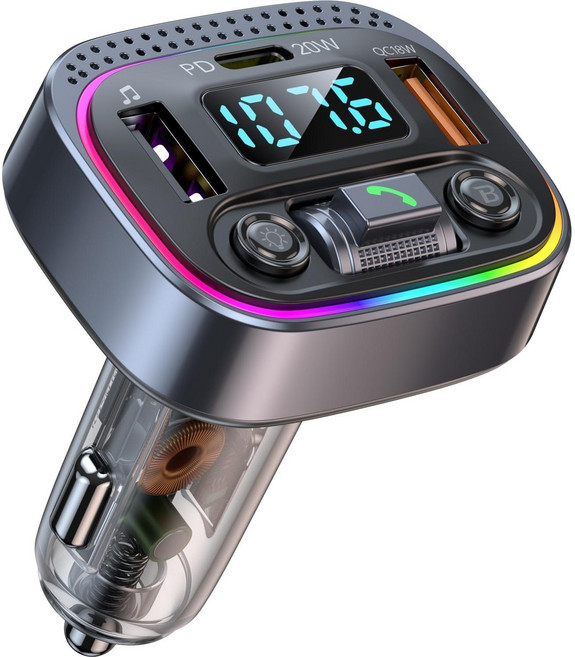 YORI優里 汽車藍牙MP3播放器 PD20W QC18W 快充 藍牙5.1, 槍色, T21