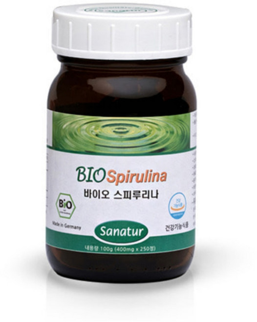 바이오 스피루리나100% 원말 독일 비건 식물성캡슐, 2개, 250정