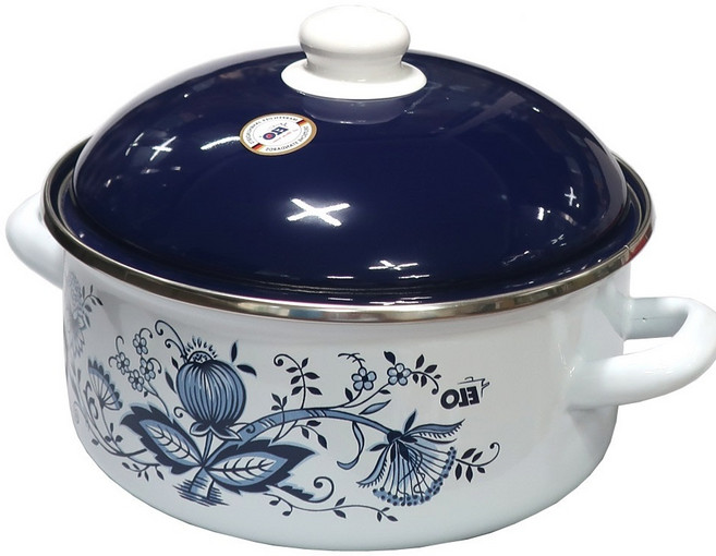 ELO 명품 법랑냄비 흰색바탕 파란색 쯔비벨 예쁜 인덕션 범랑냄비 [사이즈 5종 중 선택], 14, 1개