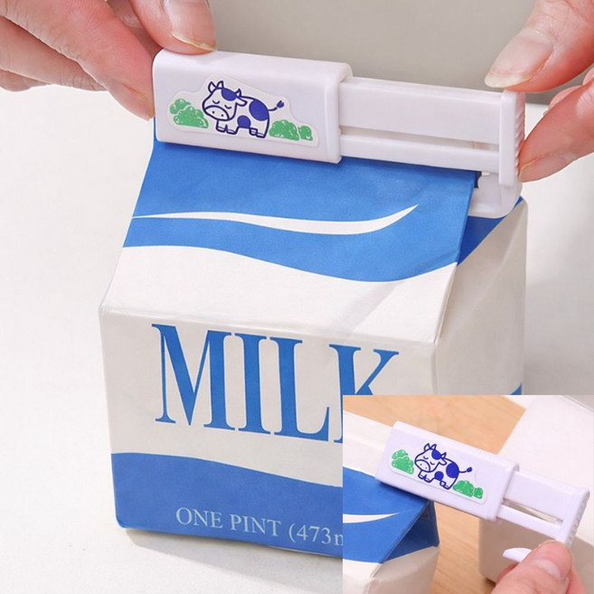 종이 우유팩 밀봉 클립 집게 2개 우유 밀폐 마개 보관 홀더 종이팩 쥬스팩 흘림 방지