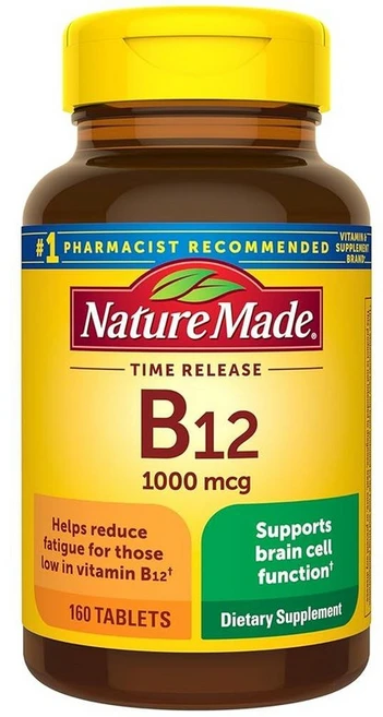 네이처메이드 타임 릴리즈 비타민 B12 1000mcg 칼슘 함유, 1개, 160개, 160정 - 쿠팡