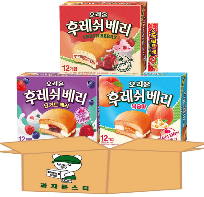 [과자몬스터] 후레쉬베리 딸기+요거트베리+복숭아+새콤달콤 딸기, 1세트, 1.037kg