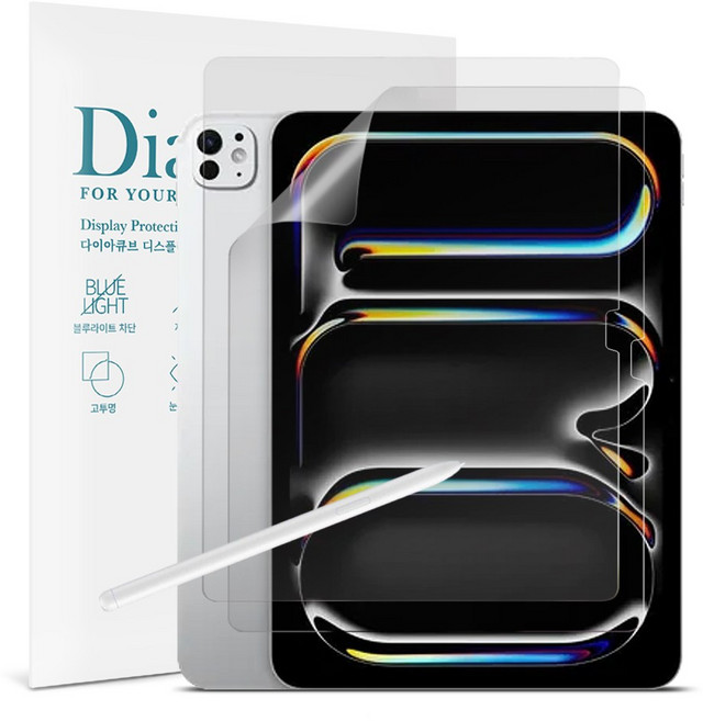 다이아큐브 아이패드 프로 11 M4 28.2cm iPad Pro-11 저반사 지문방지 블루라이트차단 액정보호필름 2P 간편부착, 저반사 지문방지 항균 블루라이트차단, 2개