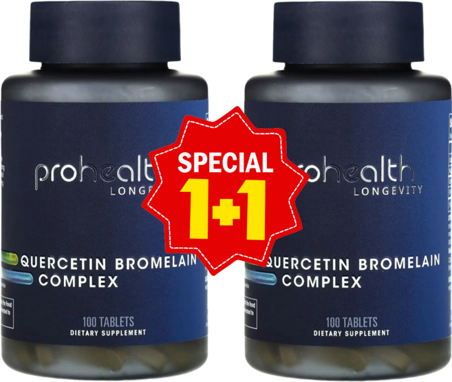 1+1 프로헬스 롱제비티 퀘르세틴 브로멜라인 복합체 100정 / 해외직구 미국정품, 2개
