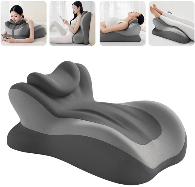 호밍사이 다기능 엎드려 자는 베개 경추 베개 다리 베개 침대 등받이 책 읽기 드라마 보기용 허리 쿠션, 그레이, 1개