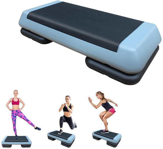 MIIUDGIG 조절 가능한 71.1cm(28.5인치) 운동 에어로빅 스텝 플랫폼 10.2-15.2cm(4-6인치) 피트니스 스테퍼 운동 쌓을 수 있는 라이저 2개 에어로, 2 Risers, Gray