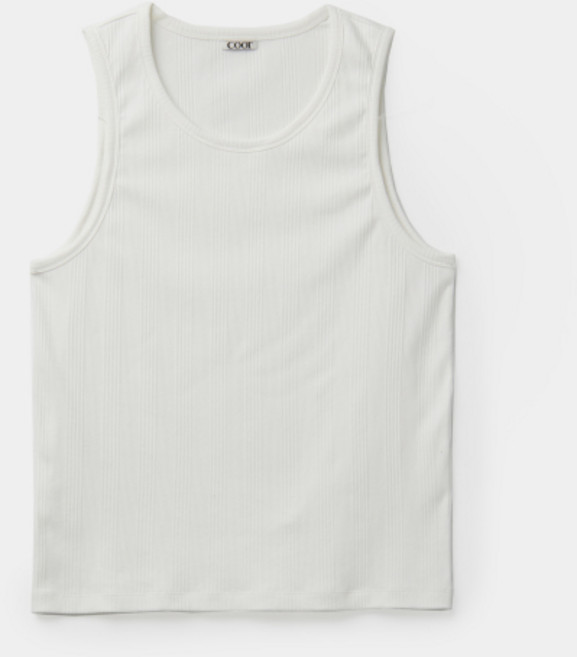 쿠어 COOR 스쿱넥 리브드 탱크 탑 화이트